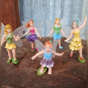 Fairy Figurine Set Of 5 with Colorful Wings Kids Toys Collectible TOOB